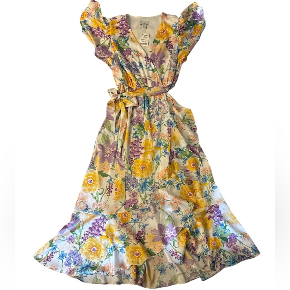 Nicole Miller Floral Maxi Dress - Yellow, Purple, Blue